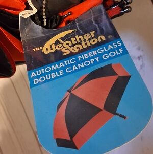 Weather Station Double Canopy Golf Umbrella Red And Black